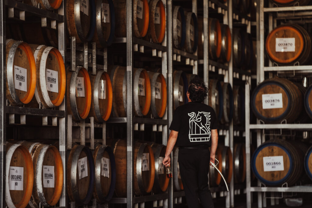 Morris head distiller and barrels